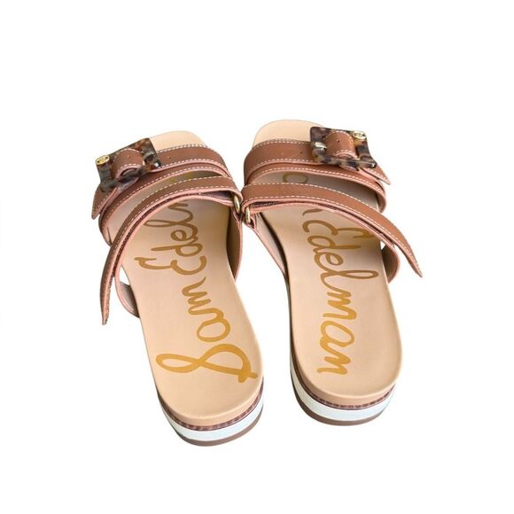 Sam Edelman Adrianna Leather Tortoise Buckle Ornament Platform Slide Sandals 8 - Picture 4 of 8